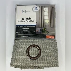 Mainstays Light Gray Blackout Curtain Panel Pair